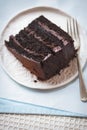 Chocolate layered cake. Dark chocolate cake made on buttermilk and cola