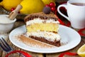 Chocolate lemon semolina cake , homemade layer cake with semolina citrus cream