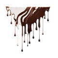 Chocolate, liquid melted black and white chocolate drip down, isolated on white background, AI generative