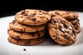Chocolate loaded cookies, a tempting treat isolated on a white background