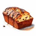 Cocoa Chip Loaf Coffee Cake: A Hyperrealistic Illustration In Kodak Colorplus