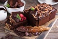 Chocolate loaf cake with nuts Royalty Free Stock Photo