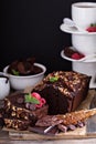 Chocolate loaf cake with nuts Royalty Free Stock Photo