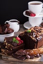 Chocolate loaf cake with nuts Royalty Free Stock Photo