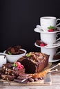 Chocolate loaf cake with nuts Royalty Free Stock Photo