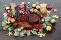 Chocolate Log Christmas Cake Royalty Free Stock Photo