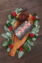 Chocolate Log Christmas Cake Royalty Free Stock Photo