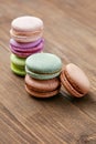 Chocolate Macarons On Wooden Table