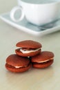 Chocolate marron cookies with nuts cream