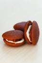 Chocolate marron cookies with nuts cream