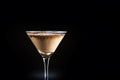 chocolate martini with coffee on isolated black background. alcoholic drink with milk, chocolate and cream Royalty Free Stock Photo