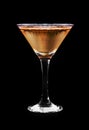 chocolate martini with coffee on isolated black background. alcoholic drink with milk, chocolate and cream Royalty Free Stock Photo