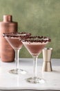 Chocolate martini, sweet cocktail idea Royalty Free Stock Photo