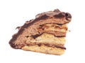 Chocolate marzipan slice of cake isolated Royalty Free Stock Photo