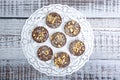 Chocolate mediants with hazelnuts Royalty Free Stock Photo