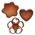 Chocolate melt blot set - heart, wave, flower Royalty Free Stock Photo