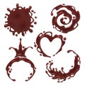 Chocolate melt blot set - spiral round and abstract curves. Royalty Free Stock Photo