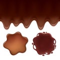 Chocolate melt set -blots and flowing drips. Royalty Free Stock Photo