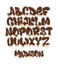 Chocolate Melting Typeset, sweet alphabet, vector illustration.