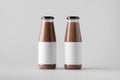 Chocolate Milk Bottle Mock-Up - Two Bottles. Blank Label Royalty Free Stock Photo