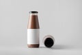 Chocolate Milk Bottle Mock-Up - Two Bottles. Blank Label Royalty Free Stock Photo