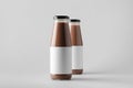 Chocolate Milk Bottle Mock-Up - Two Bottles. Blank Label Royalty Free Stock Photo