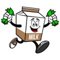 Chocolate Milk Carton Mascot running with Money