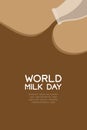 Chocolate Milk flavour bottle pouring, World Milk Day concept flat design illustration Royalty Free Stock Photo