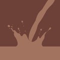 Chocolate milk, hot chocolate or milkshake splash flat graphic vector illustration on dark brown background Royalty Free Stock Photo