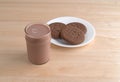 Chocolate milk and a plate of cookies Royalty Free Stock Photo