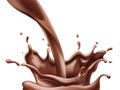 Chocolate milk pouring down. Big splashes. Realistic Royalty Free Stock Photo