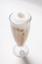 Chocolate milk shake with whipped cream on white background Royalty Free Stock Photo