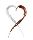 Chocolate and milk splash heart Royalty Free Stock Photo