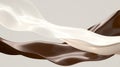 Chocolate and milk splashes, liquid cocoa and cream flow, coffee, yogurt or dairy drink product, flying white and brown Royalty Free Stock Photo