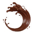 Chocolate milk splashes slash circle wave isolated. 3D render illustration Royalty Free Stock Photo