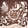 Chocolate and milk splashes. Vector hand drawn vector Royalty Free Stock Photo