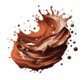 Chocolate milk twister, whirlwind or tornado realistic splash. Coffee and cocoa vector brown swirl, stream, liquid splashing with Royalty Free Stock Photo