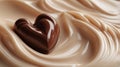 Chocolate and milk waves in the shape of a heart, IA generativa. Royalty Free Stock Photo