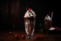 Chocolate milkshake cherry. Generate AI