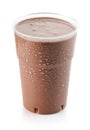 Chocolate milkshake in plastic take away cup Royalty Free Stock Photo