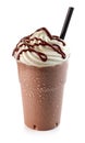 Chocolate milkshake in plastic take away cup Royalty Free Stock Photo