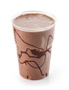 Chocolate milkshake in plastic take away cup Royalty Free Stock Photo