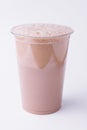 chocolate milkshake in plastic take away cup isolated Royalty Free Stock Photo