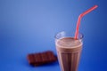 Chocolate milkshake, sweet drink made with cow`s milk Royalty Free Stock Photo