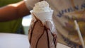 Chocolate Milkshake. Tasty Dairy Drink with whipped cream