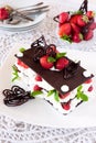 Chocolate Mille-Feuille with Strawberries Royalty Free Stock Photo