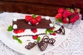 Chocolate Mille-Feuille with Strawberries Royalty Free Stock Photo