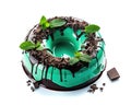 Chocolate Mint Cake, Green Glazed Pastry, Mint Cake, Abstract Generative AI Illustration
