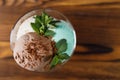 Chocolate, mint and vanilla ice-cream set in bowl Royalty Free Stock Photo