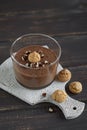 Chocolate mousse with almond biscuits and nuts Royalty Free Stock Photo